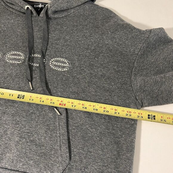 Bebe Sweatsuit Womens L Gray Sequins Rhinestones Logo Hoodie Joggers Lounge Y2K - Picture 7 of 11